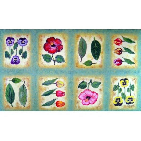 Custom Printed Rugs Custom Printed Rugs Dm-03 Botanica Flower Tiles Door Mat DM 03 - main